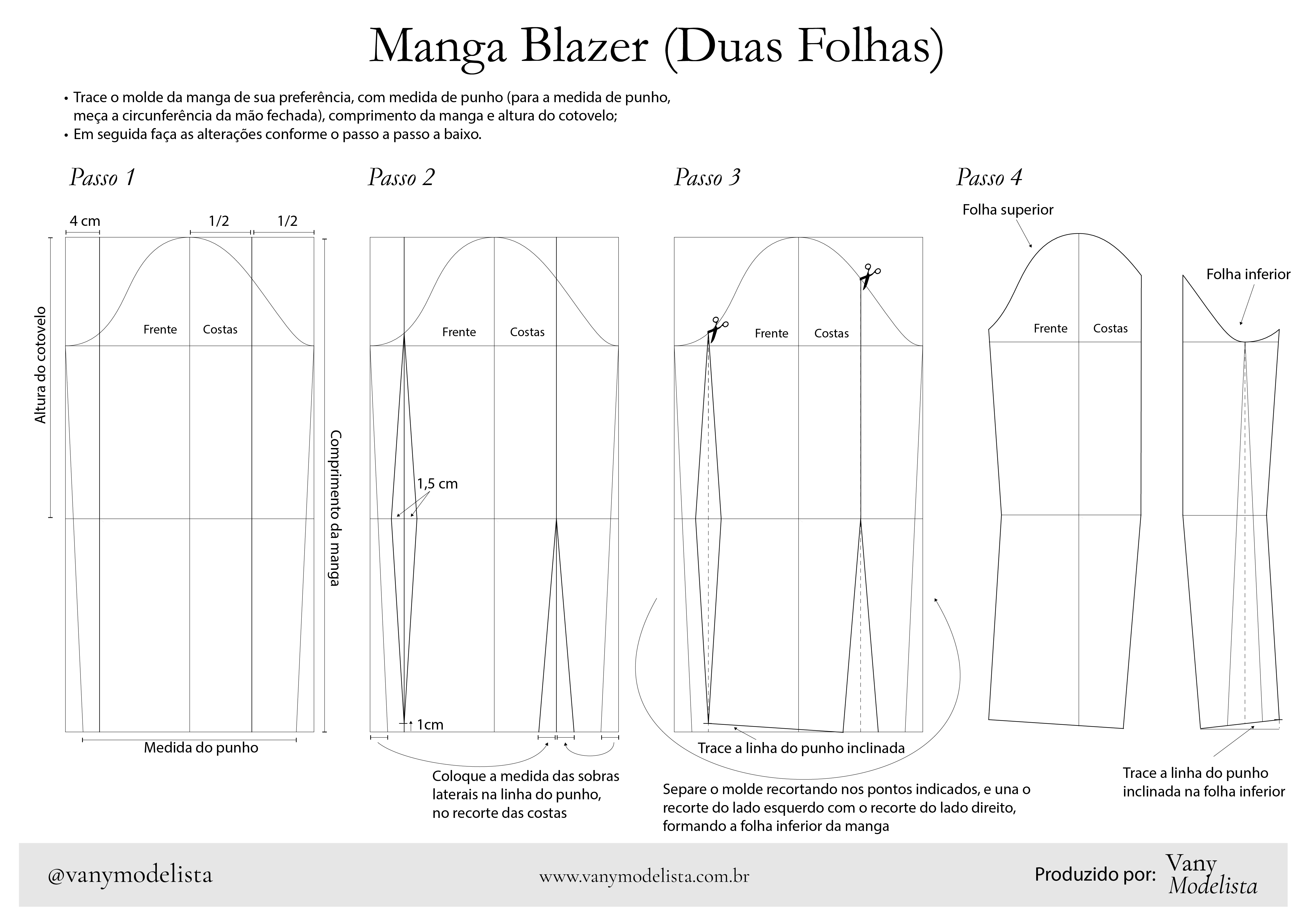 Esquema de modelagem de manga duas folhas